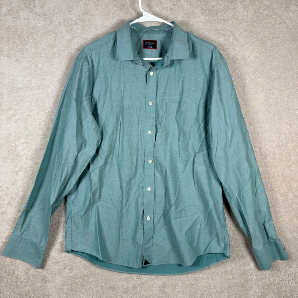 UNTUCKit Button Down Shirt Mens Large Regular Fit Green Arlington Long Sleeve